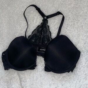 Adore Me Black Lace Racerback Front Clasp Bra 34B